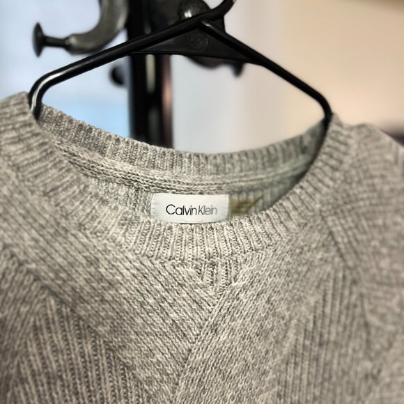 Calvin Klein Cotton Blend Heather Grey Knit sweater - Picture 5 of 9
